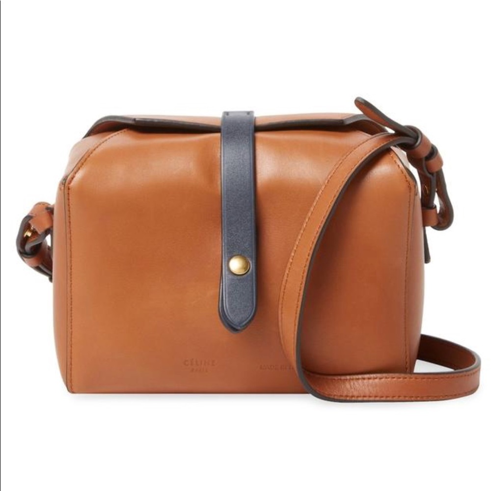 Celine Box-On Strap Camel Leather Crossbody Bag